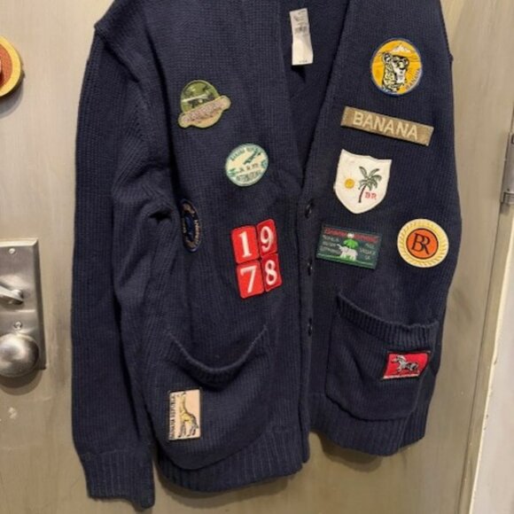 Organic Cotton V-Neck Patch Sweater Cardigan - Picture 9 of 16